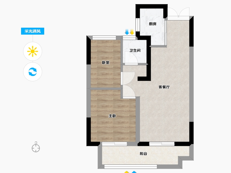 河南省-信阳市-东方今典东方府-45.60-户型库-采光通风