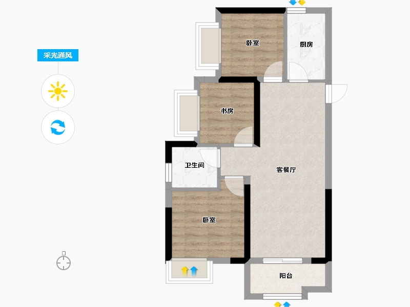 河北省-沧州市-保利拉菲公馆-58.31-户型库-采光通风