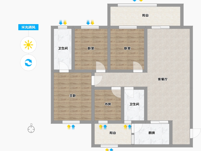 广西壮族自治区-南宁市-新民路65号-111.96-户型库-采光通风