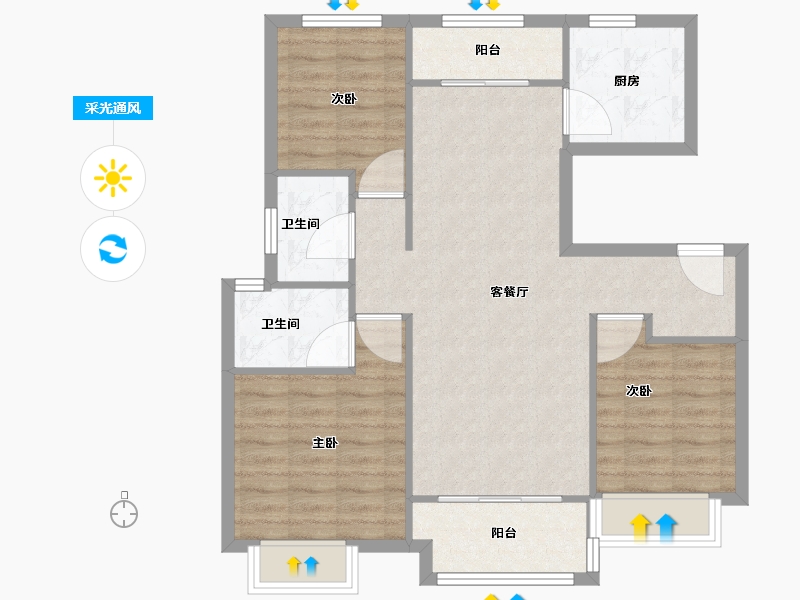 浙江省-宁波市-一品滨江湾-84.57-户型库-采光通风