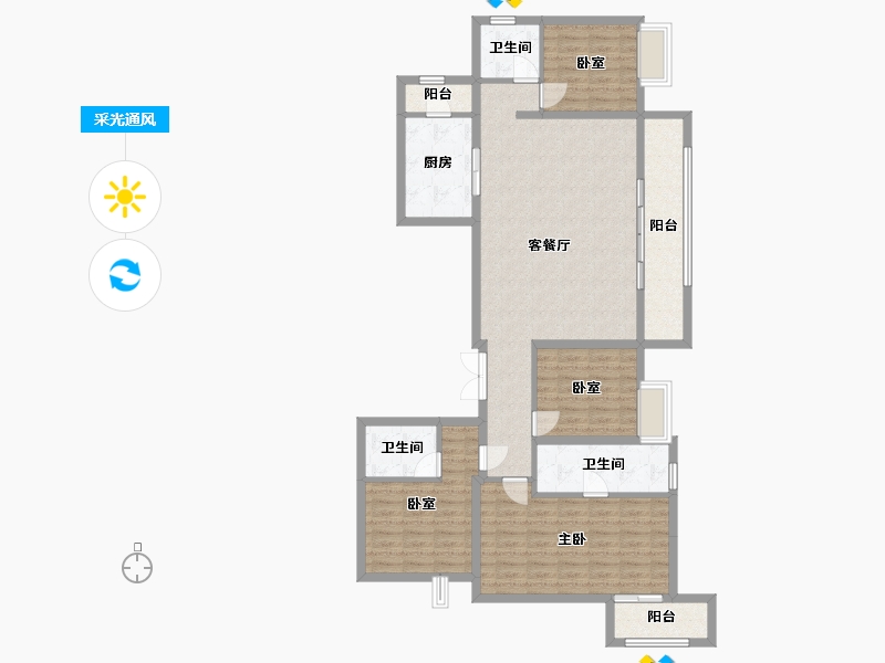 四川省-成都市-金沙城云津观棠-132.80-户型库-采光通风