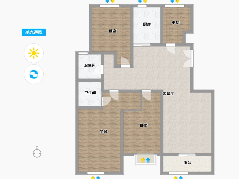 陕西省-西安市-天浩上元郡-129.00-户型库-采光通风