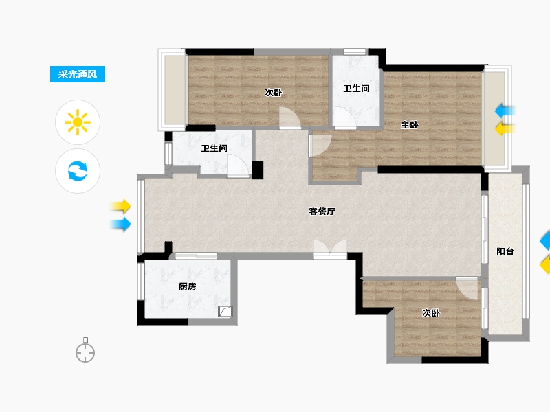 浙江省-台州市-绿城宁江明月-122.00-户型库-采光通风