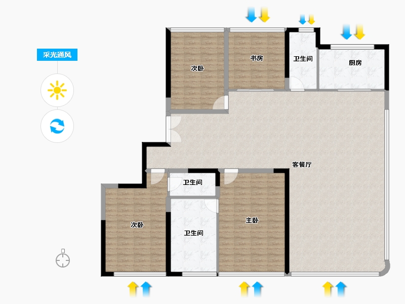 浙江省-温州市-时代滨江瑧品-174.33-户型库-采光通风