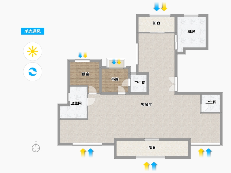 重庆-重庆市-长江序-142.14-户型库-采光通风