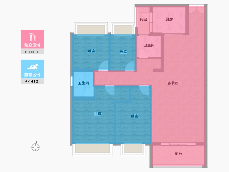 广东省-清远市-碧桂园云璟-105.00-户型库-动静分区