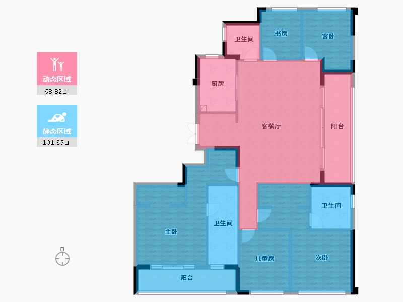 浙江省-杭州市-滨江澄虹府-154.64-户型库-动静分区