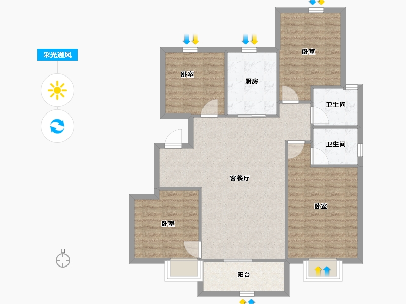 河北省-廊坊市-锦宸佳园-97.77-户型库-采光通风