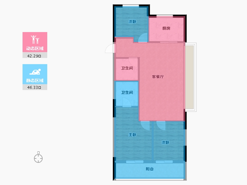 浙江省-杭州市-宝业凤樾上筑-80.39-户型库-动静分区