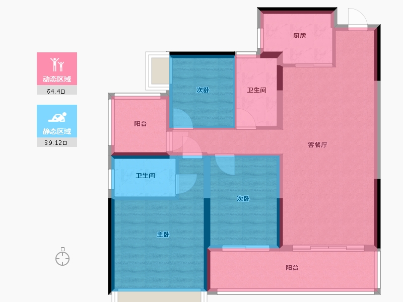 湖南省-郴州市-秀水怡城-92.60-户型库-动静分区