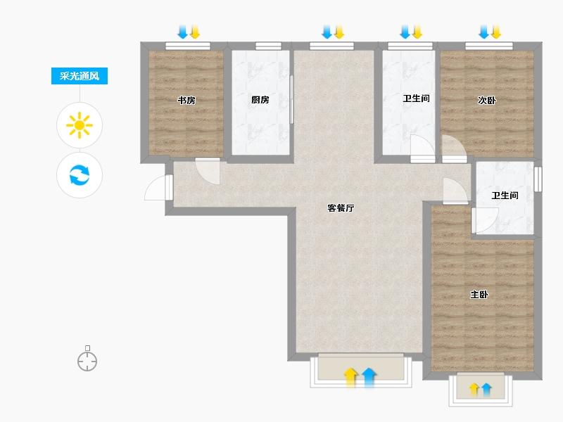 甘肃省-兰州市-保利领秀山-88.49-户型库-采光通风