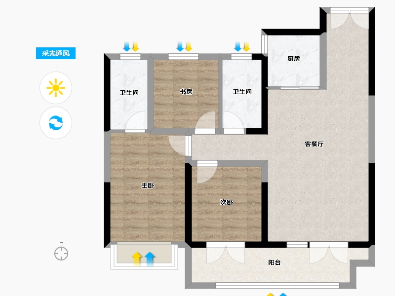 山西省-运城市-熙溪里-81.58-户型库-采光通风