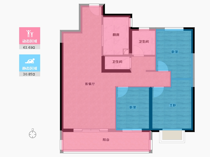 山东省-菏泽市-金府大院-84.80-户型库-动静分区