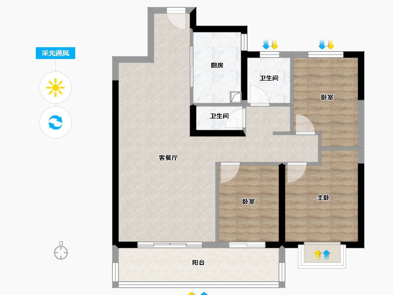 山东省-菏泽市-金府大院-84.80-户型库-采光通风