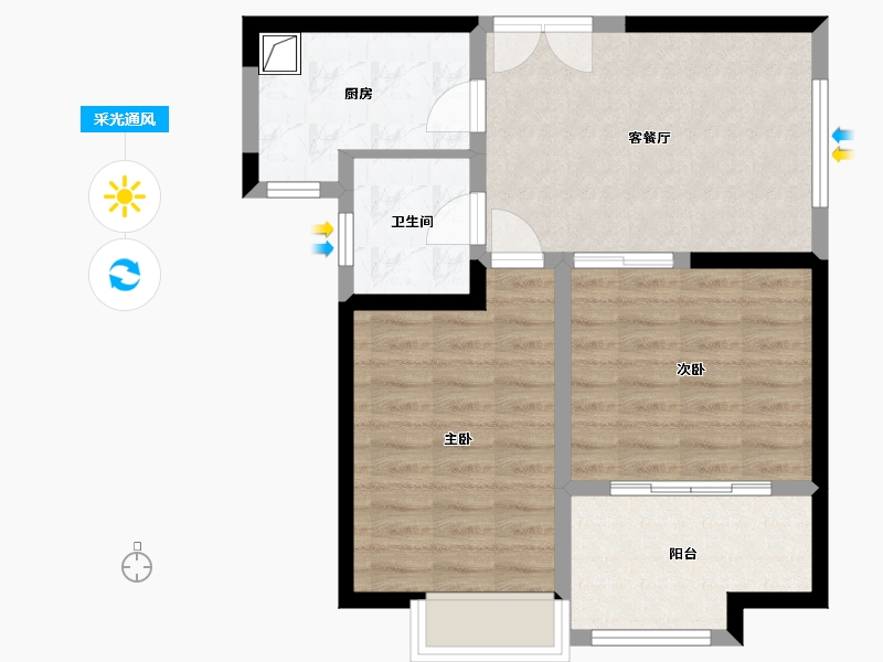 陕西省-西安市-星雨华府-63.99-户型库-采光通风