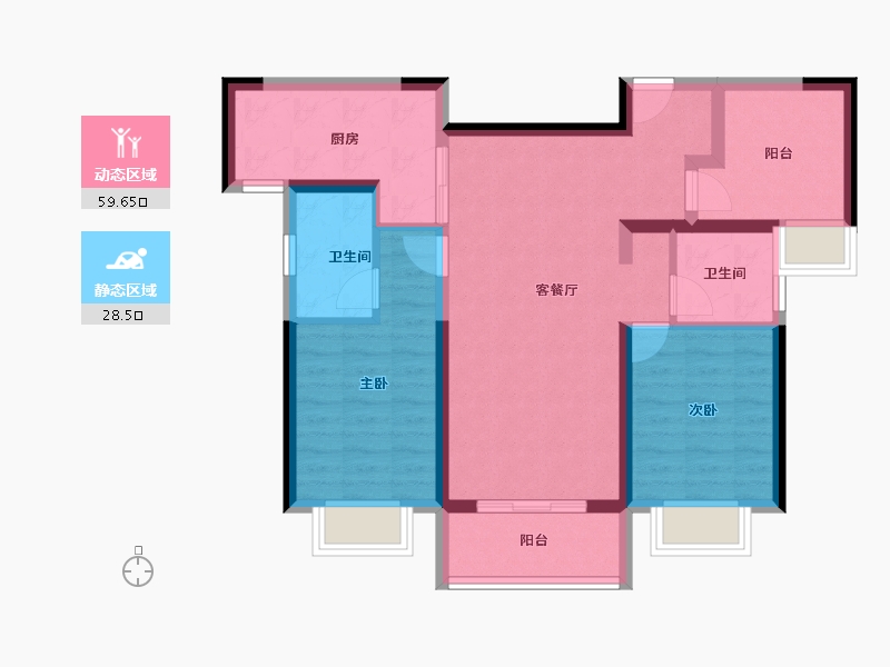 广东省-珠海市-湖心·金茂悦-77.92-户型库-动静分区