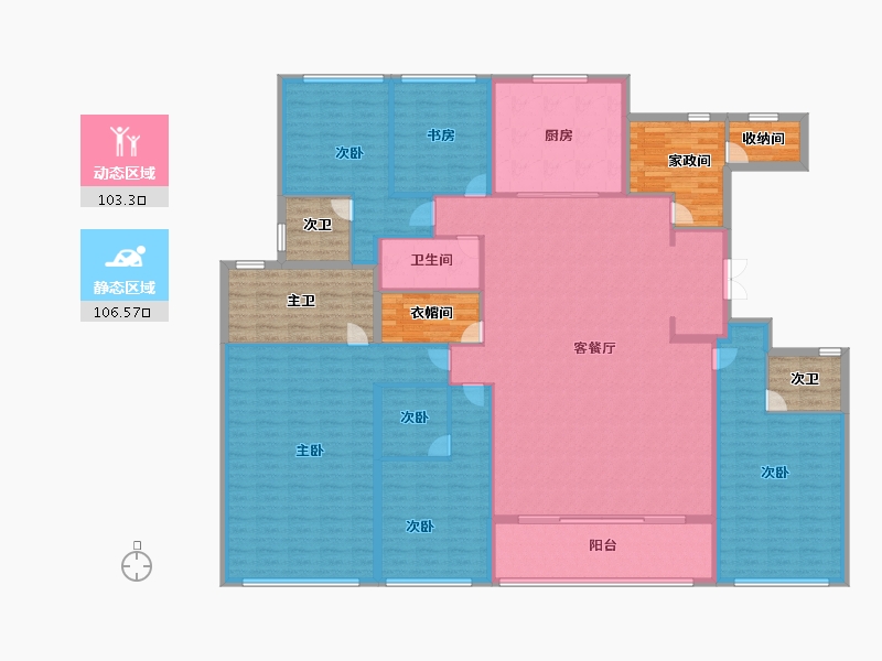 浙江省-杭州市-潮映华岸府-226.49-户型库-动静分区