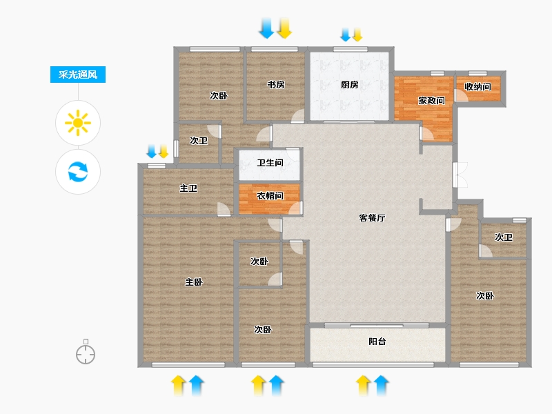 浙江省-杭州市-潮映华岸府-226.49-户型库-采光通风