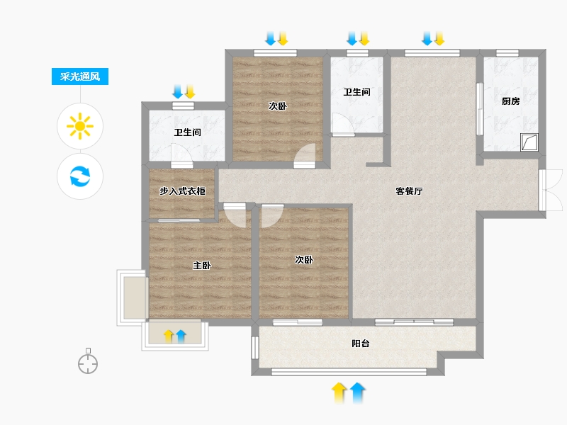 陕西省-西安市-御锦城6期理想树-106.40-户型库-采光通风