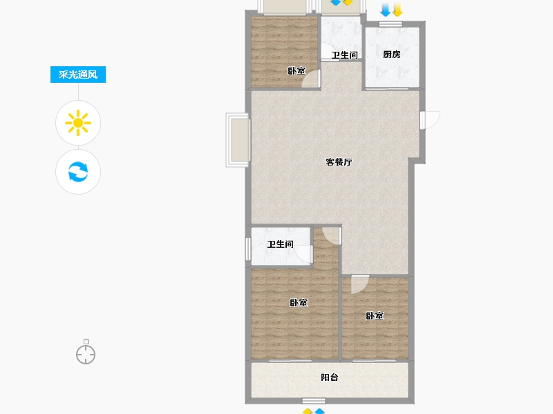 江苏省-淮安市-清河印-110.68-户型库-采光通风