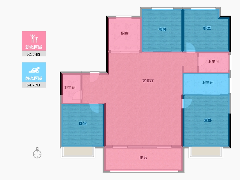 江苏省-镇江市-碧桂园凤凰城-144.91-户型库-动静分区