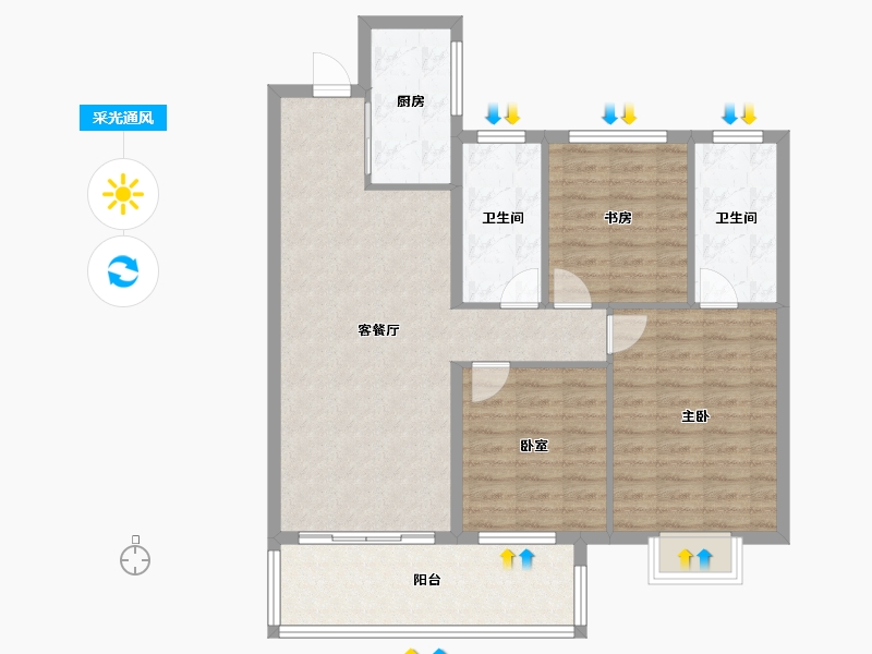 河南省-安阳市-广厦书香九里-96.00-户型库-采光通风