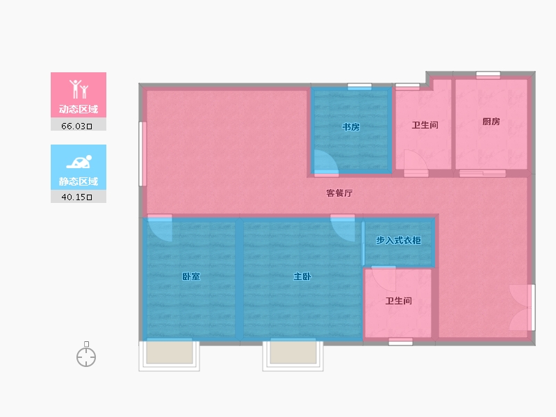 新疆维吾尔自治区-乌鲁木齐市-中建·玖悦-94.75-户型库-动静分区