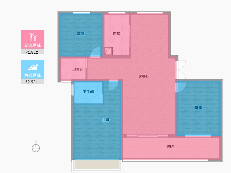 陕西省-商洛市-柳林春晓-111.71-户型库-动静分区