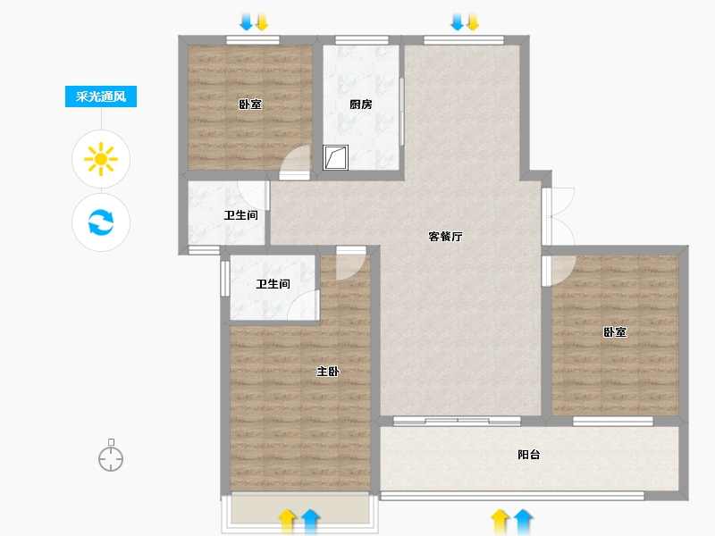 陕西省-商洛市-柳林春晓-111.71-户型库-采光通风