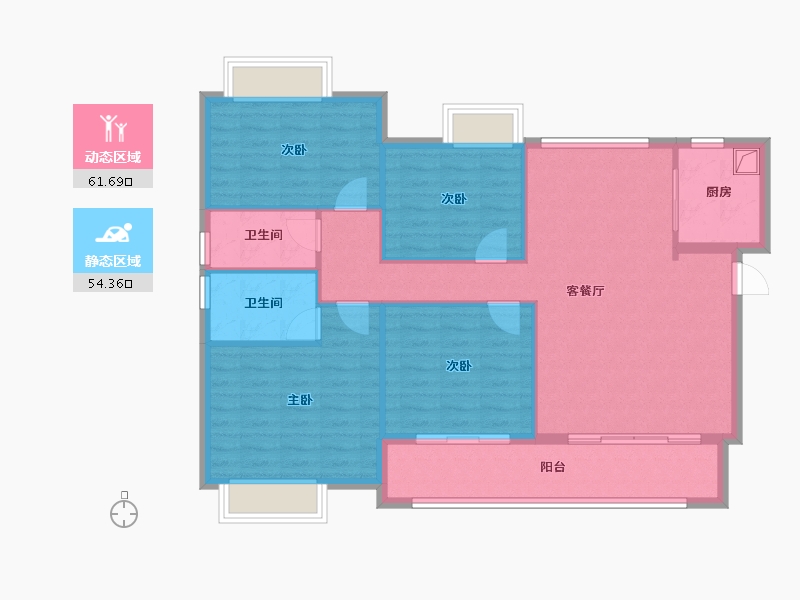 福建省-泉州市-翰文府-105.60-户型库-动静分区