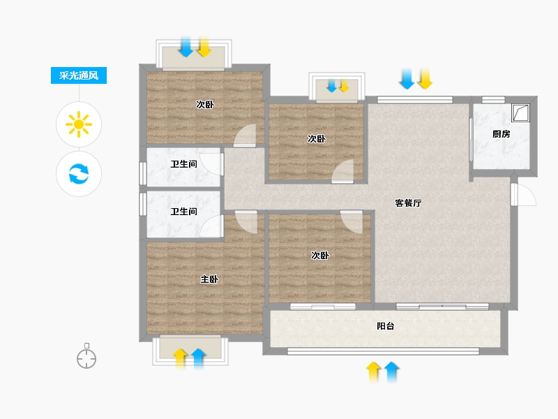 福建省-泉州市-翰文府-105.60-户型库-采光通风