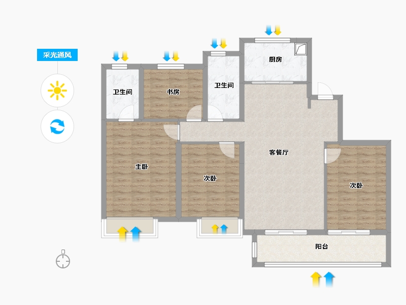 浙江省-温州市-永嘉中梁天宸-111.21-户型库-采光通风