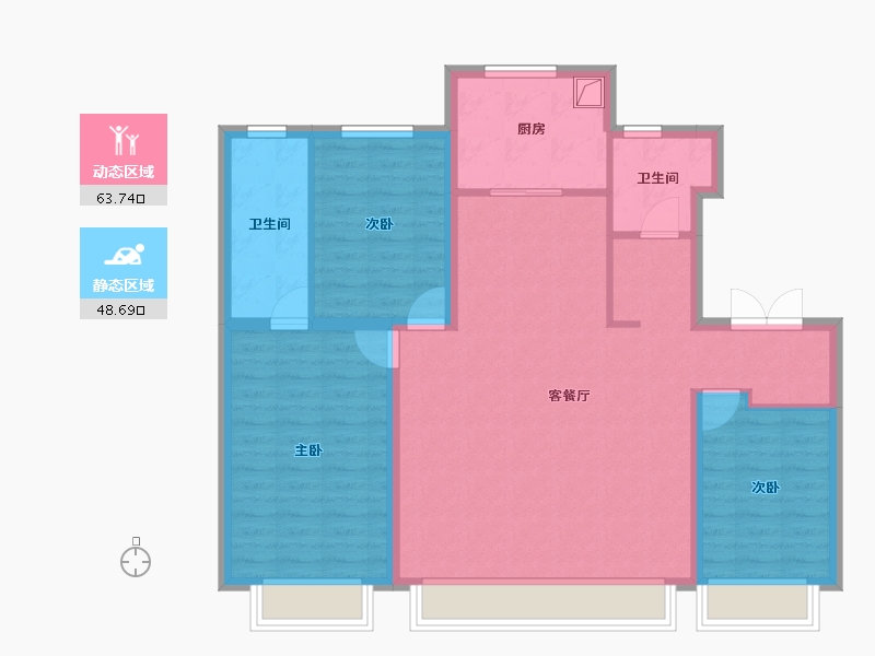 吉林省-长春市-锦溢·观合辰院-101.56-户型库-动静分区