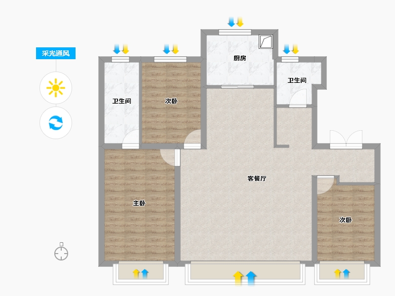 吉林省-长春市-锦溢·观合辰院-101.56-户型库-采光通风