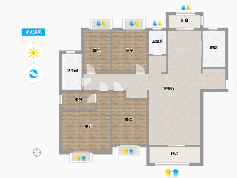 浙江省-温州市-滨瓯景园-126.80-户型库-采光通风