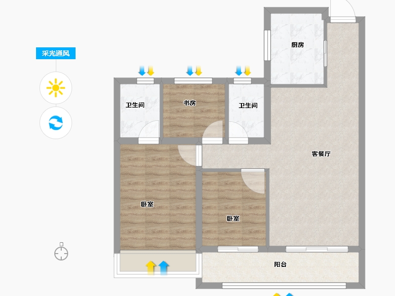 浙江省-杭州市-澳海百合云泽赋-75.75-户型库-采光通风