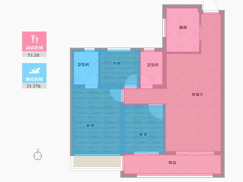 浙江省-杭州市-澳海百合云泽赋-75.75-户型库-动静分区