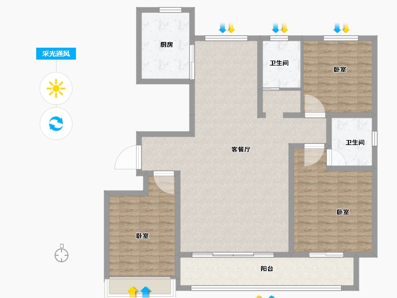 山东省-滨州市-棠悦府-126.75-户型库-采光通风