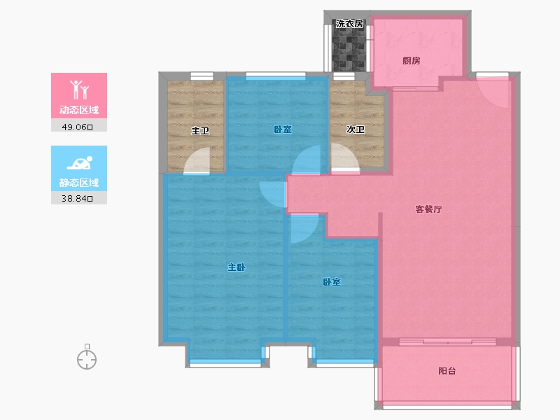 浙江省-嘉兴市-嘉兴御景湾-90.74-户型库-动静分区