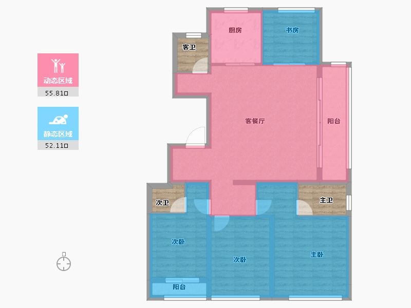 浙江省-杭州市-地铁越秀·星缦云渚-105.75-户型库-动静分区