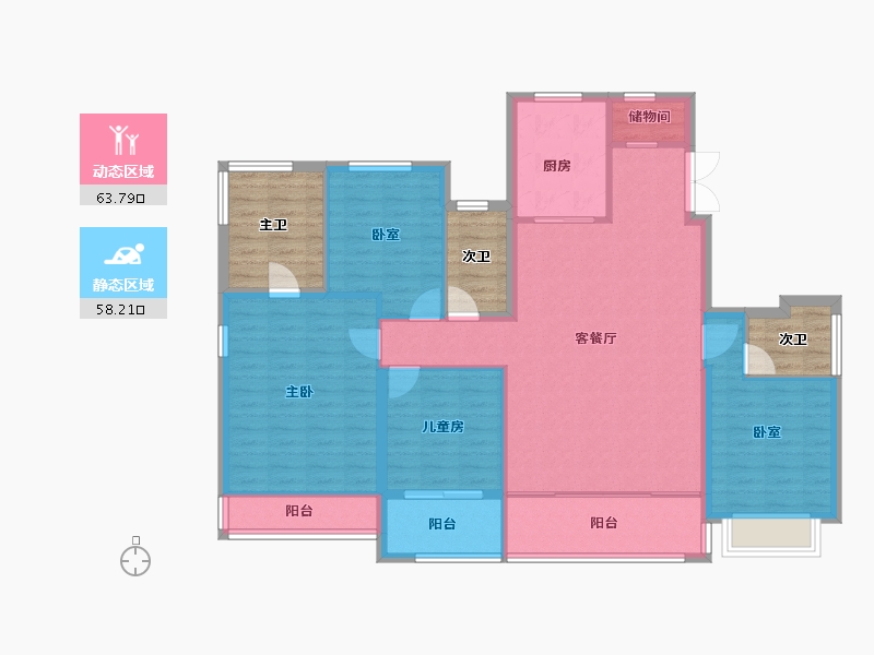 浙江省-宁波市-宁波建发璞云-126.01-户型库-动静分区