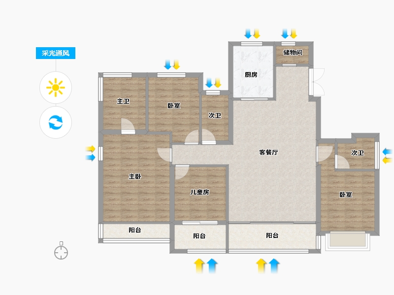 浙江省-宁波市-宁波建发璞云-126.01-户型库-采光通风