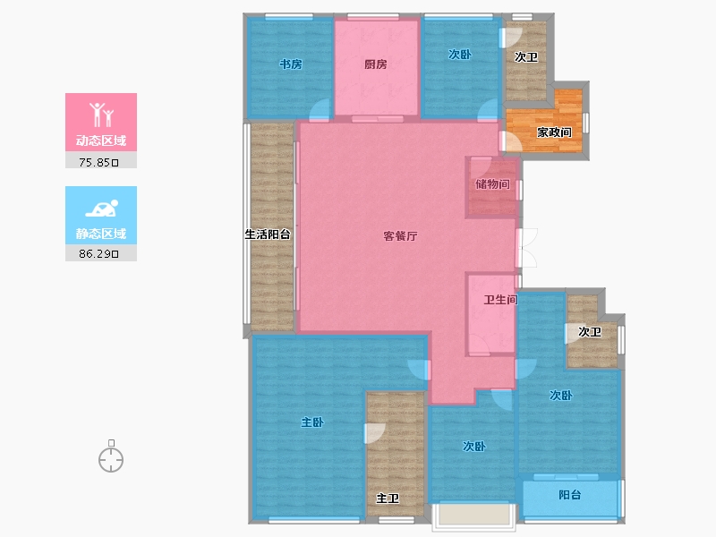 浙江省-杭州市-建杭潮观平澜府-183.00-户型库-动静分区