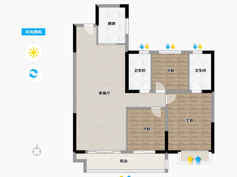 陕西省-榆林市-德通·葭州府-102.41-户型库-采光通风