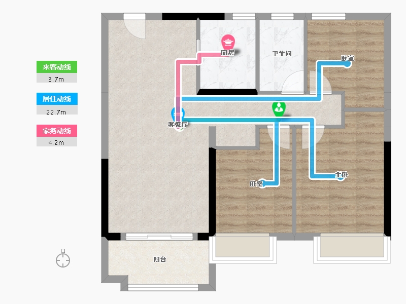 河北省-沧州市-保利拉菲公馆-76.32-户型库-动静线