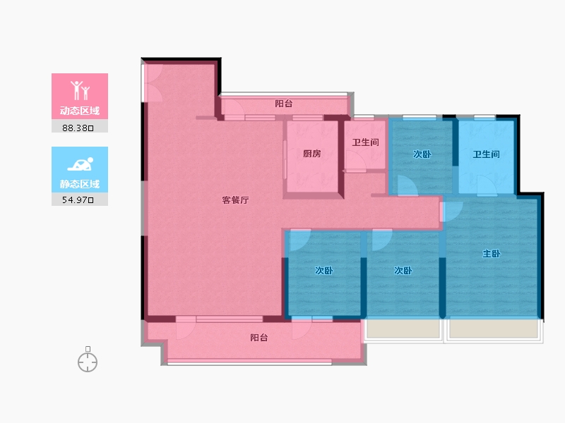 山东省-烟台市-芝罘吾悦广场-127.99-户型库-动静分区