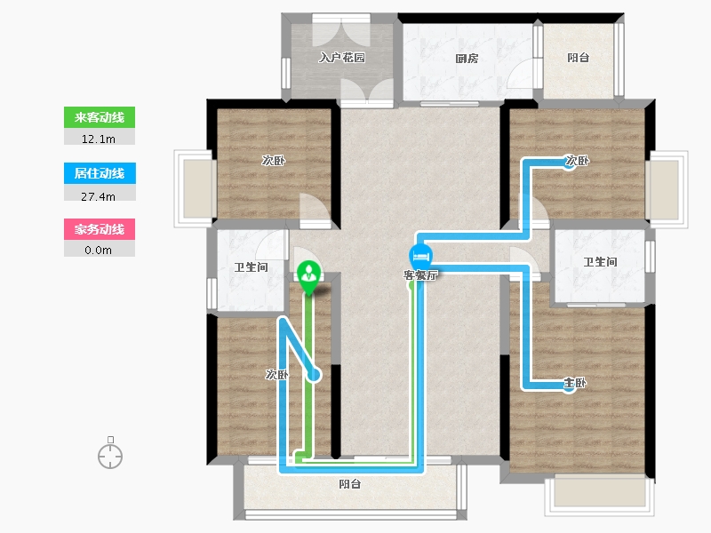 广西壮族自治区-南宁市-轨道御玺君临湾-135.00-户型库-动静线