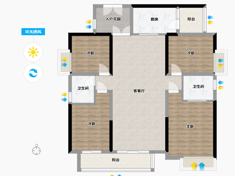 广西壮族自治区-南宁市-轨道御玺君临湾-135.00-户型库-采光通风