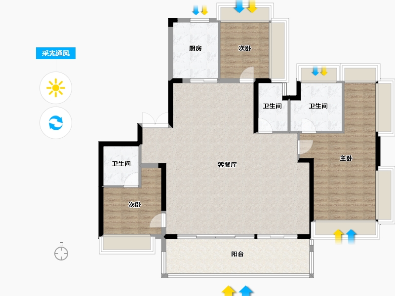 江苏省-苏州市-建发·朗云-143.99-户型库-采光通风