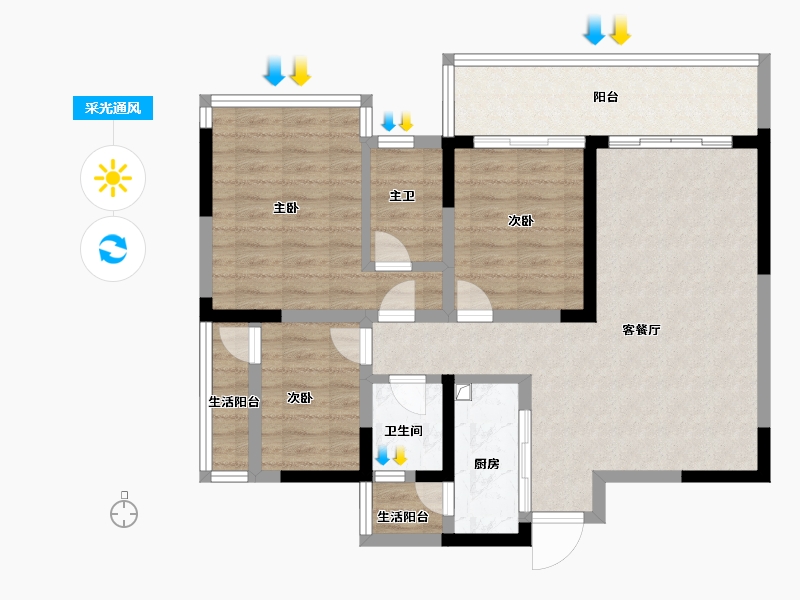 四川省-成都市-朗基紫境府-87.00-户型库-采光通风